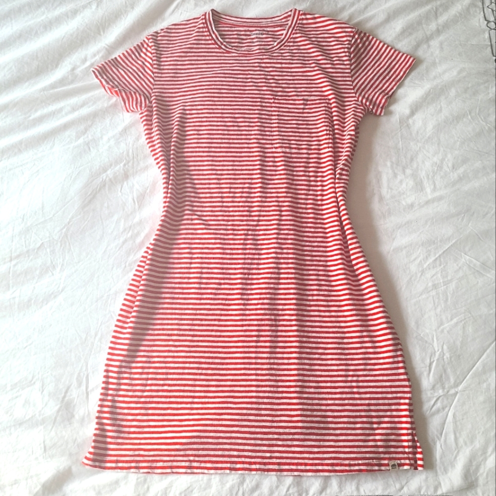 ROOTS Ladies Georgia T-shirt Dress Red and White